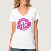 Rosa Glitzer Bride Tribe T-Shirt (Vorderseite)