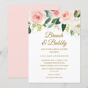 Rosa Glitzer-Brunch und Bubbly Einladung
