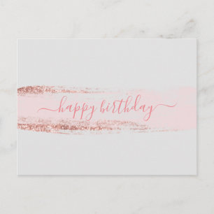 Rosa Glitzer Brushstroke Geburtstag Postkarte