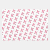 Rosa Glitzer Buchstabe K Geschenkpapier Set (Vorderseite 3)