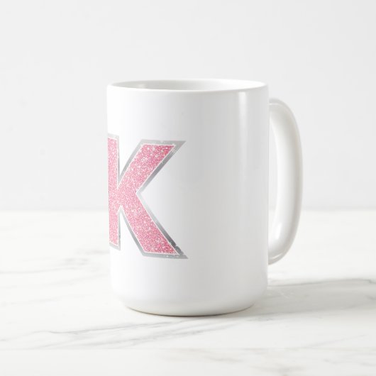 Rosa Glitzer Buchstabe K Kaffeetasse (VorderseiteRechts)