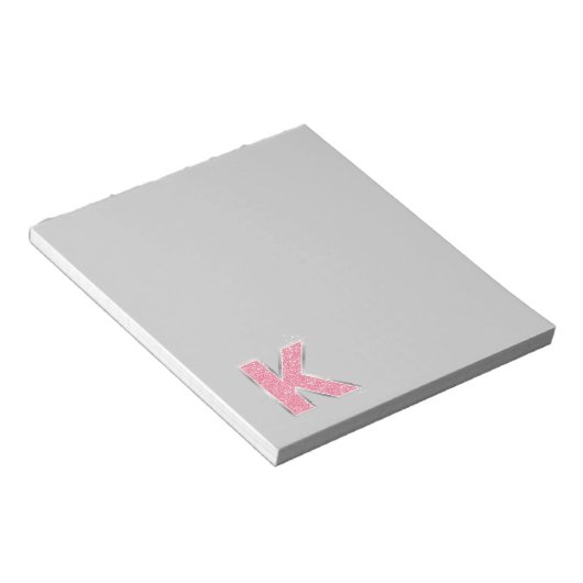 Rosa Glitzer Buchstabe K Notizblock (angewinkelt)
