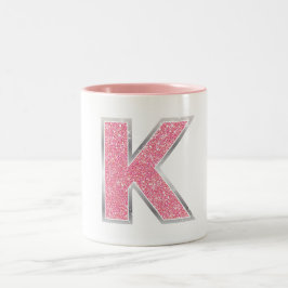 Rosa Glitzer Buchstabe K Zweifarbige Tasse