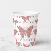 Rosa Glitzer Butterfly Geburtstagspulver Pappbecher (Links)