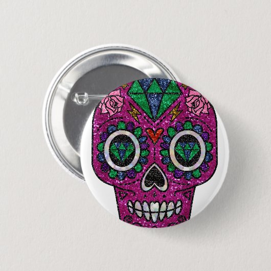 Rosa Glitzer Button (Vorne & Hinten)
