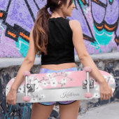 Rosa Glitzer Cherry Blossom Monogram Girl Skateboard
