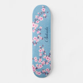 Rosa Glitzer Cherry Blossom Monogram Girl Skateboard (Vorderseite)
