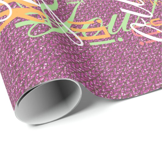 Rosa Glitzer Chevrons Strick Muster drucken Geschenkpapier (Rolleneckpunkt)