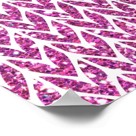 Rosa Glitzer Chevrons Strick Muster drucken Poster (Ecke)