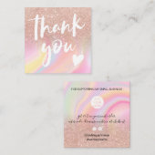Rosa Glitzer Chic Regenbogen Marmor Pastellfarben  Quadratische Visitenkarte (Vorne/Hinten)