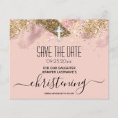 Rosa Glitzer Christine Save the Date Haushalt (Vorderseite)
