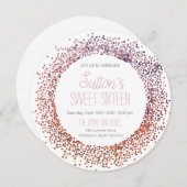 Rosa Glitzer Circle Einladung (Vorne/Hinten)