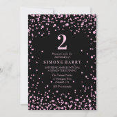 Rosa Glitzer Confetti Girls 2. Geburtstag Einladun Einladung (Vorderseite)