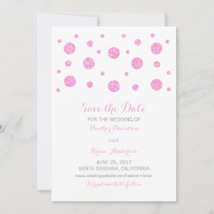 Rosa Glitzer Confetti Save the Date einladen