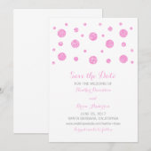 Rosa Glitzer Confetti Save the Date einladen (Vorne/Hinten)