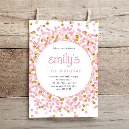 Rosa Glitzer Confetti Spielerisch Geburtstag Einladung