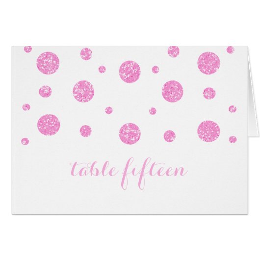 Rosa Glitzer Confetti Tischnummer Card (Vorderseite (Horizontal))