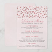 Rosa Glitzer Confetti Wedding Menu Menükarte (Vorne/Hinten)