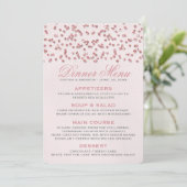 Rosa Glitzer Confetti Wedding Menu Menükarte (Stehend Vorderseite)