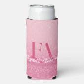 Rosa Glitzer Cooler mit benutzerdefinierten Initia Selters Dosenkühler (Seltzer Vorderseite)