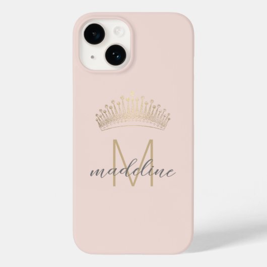 Rosa Glitzer Crown Monogram Initial Case-Mate iPhone Hülle (Rückseite)