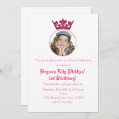 Rosa Glitzer Crown Royal Birthday Foto Einladung (Vorne/Hinten)