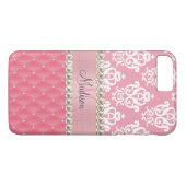 Rosa Glitzer, Damast, getuftet mit Imitaten Nashor Case-Mate iPhone Hülle (Rückseite (Horizontal))