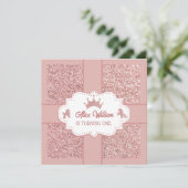 Rosa Glitzer der Prinzessin funkelt Geburtstag Einladung (Stehend Vorderseite)