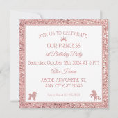 Rosa Glitzer der Prinzessin funkelt Geburtstag Einladung (Rückseite)