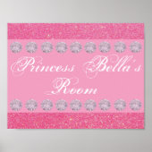 Rosa Glitzer Diamond Princess Zimmer Personalisier Poster (Vorne)