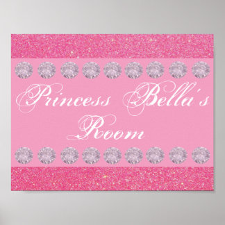 Rosa Glitzer Diamond Princess Zimmer Personalisier Poster