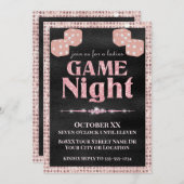 Rosa Glitzer Dice Ladys Game Night Einladung (Vorne/Hinten)