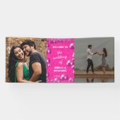 Rosa Glitzer Disco Balls 2 Foto Hochzeit Empfang Banner (Horizontal)