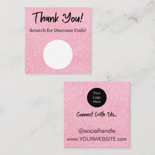 Rosa Glitzer Discount Scratch Off Danke Karte (Vorne/Hinten)