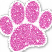 Rosa Glitzer Dog Pawprint Aufkleber (Vorderseite)