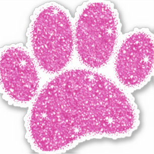Rosa Glitzer Dog Pawprint Aufkleber