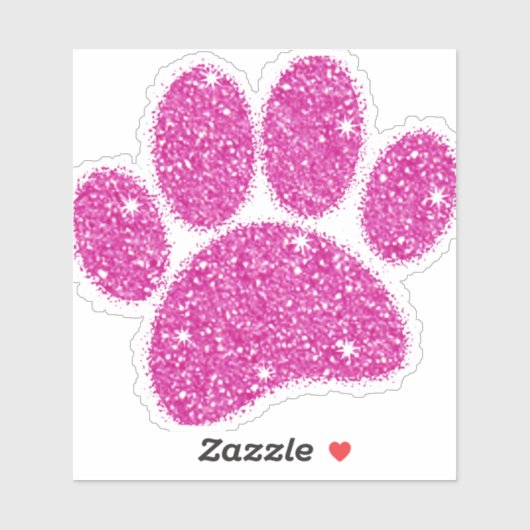 Rosa Glitzer Dog Pawprint Aufkleber (Blatt)