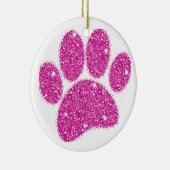Rosa Glitzer Dog Pawprint Keramik Ornament (Rechts)