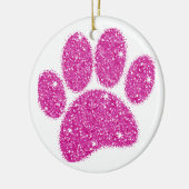Rosa Glitzer Dog Pawprint Keramik Ornament (Links)