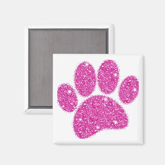 Rosa Glitzer Dog Pawprint Magnet (Vorderseite/Rückseite)