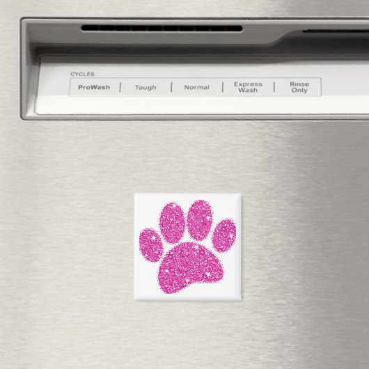 Rosa Glitzer Dog Pawprint Magnet (In Situ (Geschirrspüler))