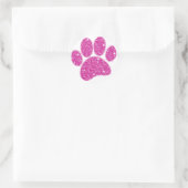 Rosa Glitzer Dog Pawprint Runder Aufkleber (Tasche)