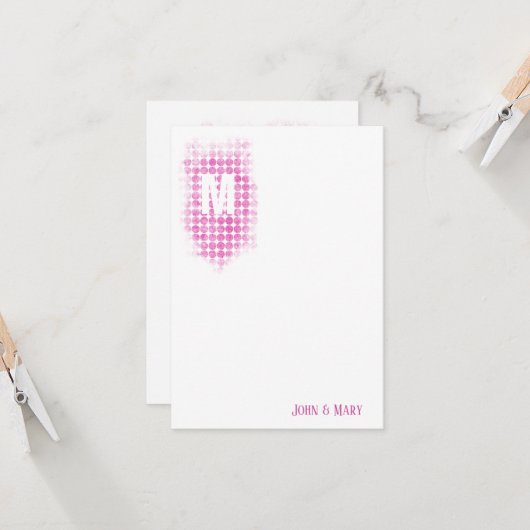 Rosa Glitzer Dots Monogramm Karte (Vorderseite/Rückseite Beispiel)