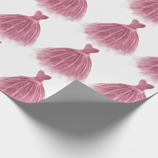 Rosa Glitzer Dress Elegantes Party Muster Geschenkpapier (Ecke)