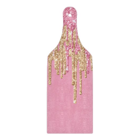 Rosa Glitzer Drippings Imitat Epoxydharz aussehen Schneidebrett (Vorderseite)