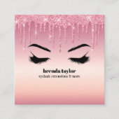 Rosa Glitzer Dripps Eyelash Browbar beruflich Quadratische Visitenkarte (Vorderseite)
