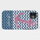 Rosa Glitzer-Druck-Anker-Seemarine-Blau-Kasten Case-Mate iPhone Hülle (Rückseite (Horizontal))