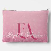 Rosa Glitzer Druckknopfbeutel mit Initialen schnei Zubehörtasche (Vorderseite)