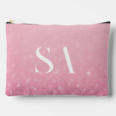 Rosa Glitzer Druckknopfbeutel mit Initialen schnei Zubehörtasche (Vorderseite)
