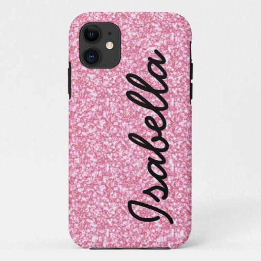 ROSA GLITZER DRUCKPERSONALISIERTES Case-Mate iPhone HÜLLE (Rückseite)